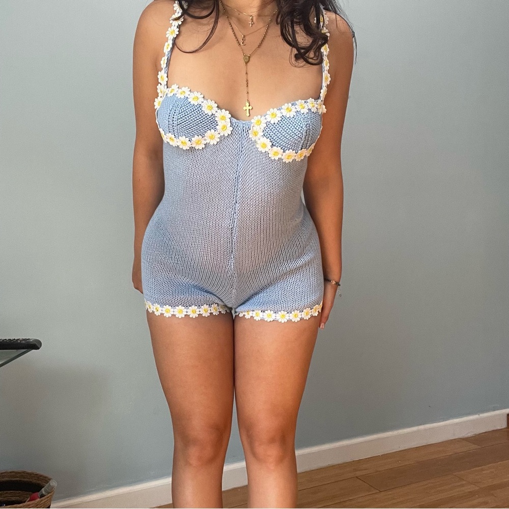 Vintage America Blue and White Floral Intimate Slip